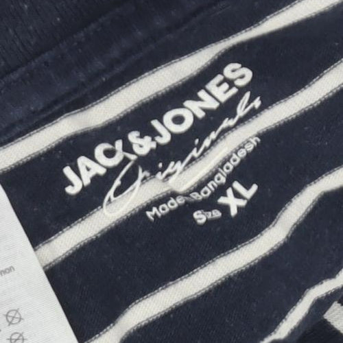 Jack & Jones Men's XL Black Striped T-Shirt