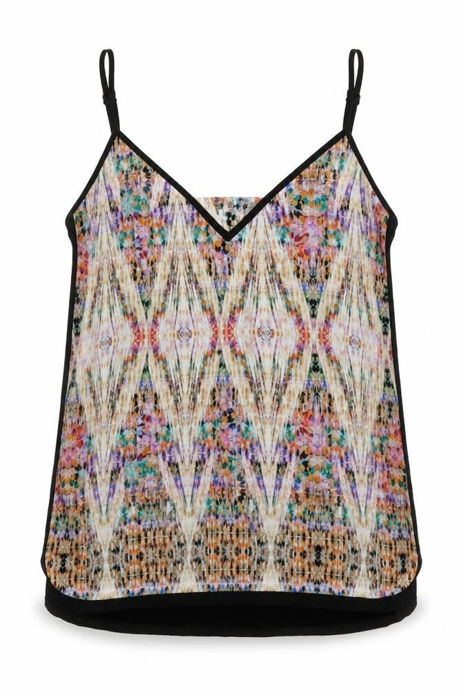 Front view of Oasis Women's Black Geometric Camisole Tank Top, M