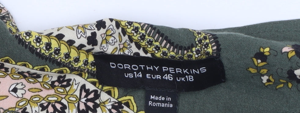 Dorothy Perkins Women's Green Paisley Tunic Blouse Size 18