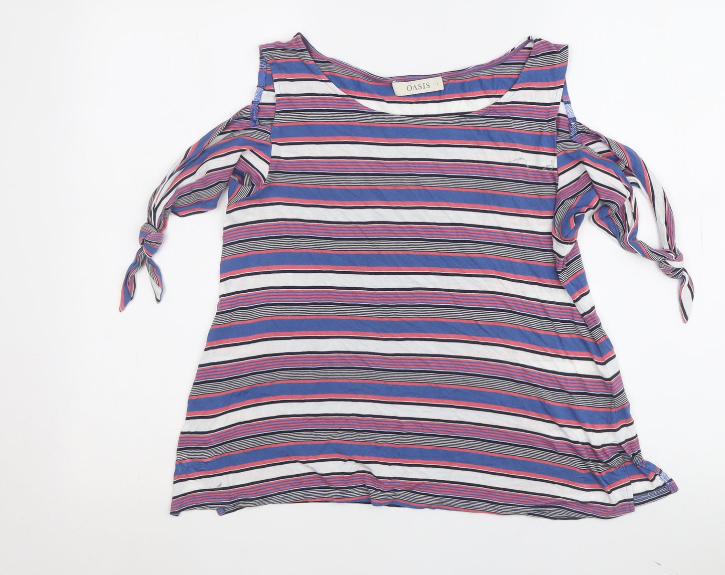 Oasis Women's Multicoloured Striped Cold Shoulder Tee