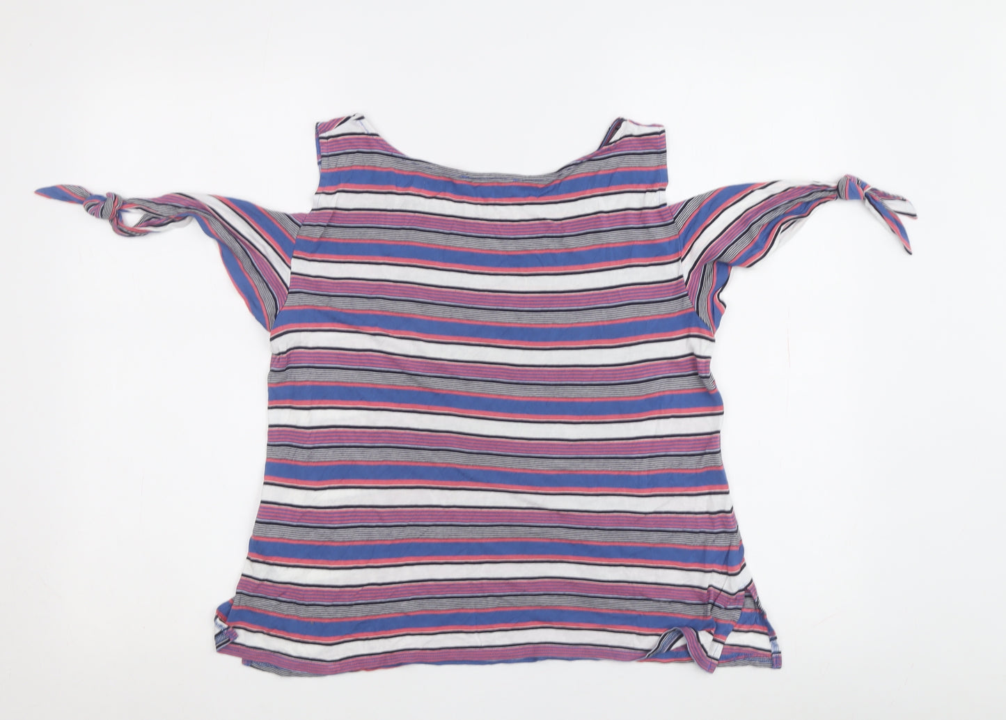 Oasis Women's Multicoloured Striped Cold Shoulder Tee