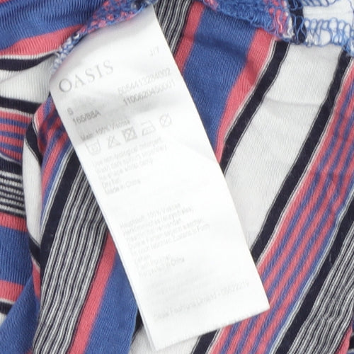 Oasis Women's Multicoloured Striped Cold Shoulder Tee