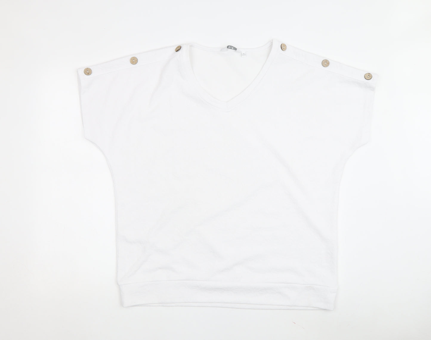 Isle Women's White V-Neck T-Shirt, Size 14-16