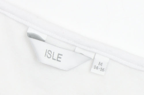 Isle Women's White V-Neck T-Shirt, Size 14-16