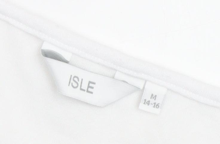 Isle Women's White V-Neck T-Shirt, Size 14-16
