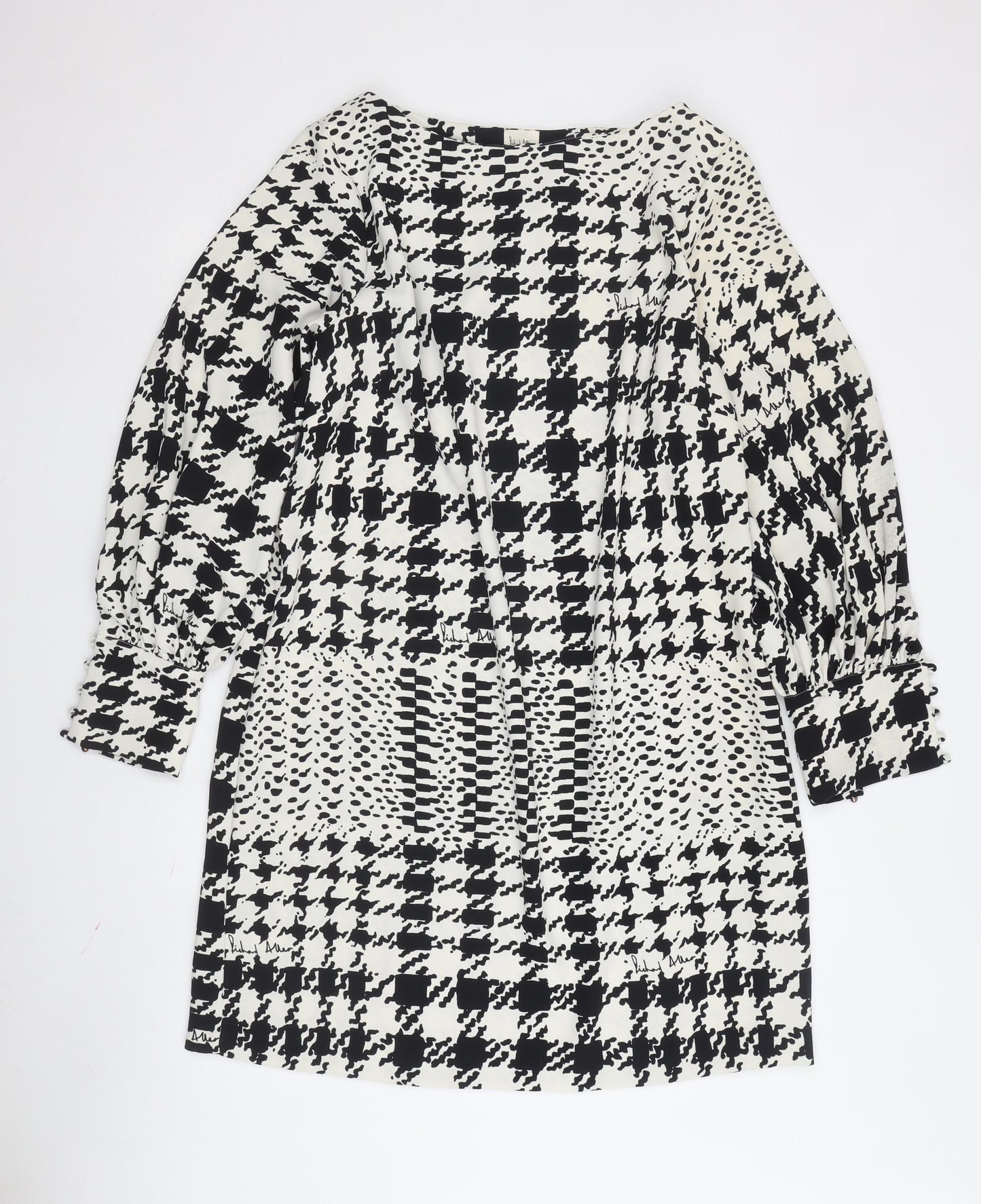 H&M Women's Black Houndstooth A-Line Dress Size 18