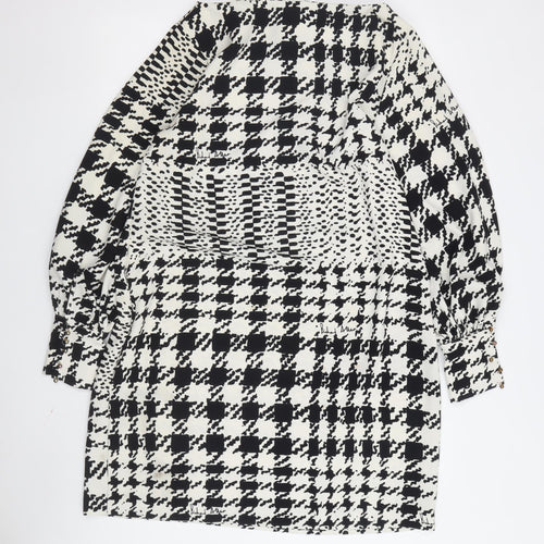 H&M Women's Black Houndstooth A-Line Dress Size 18