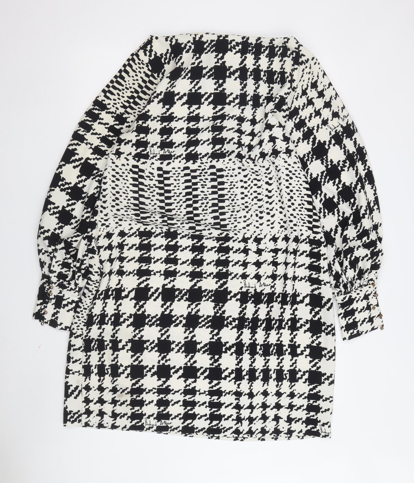 H&M Women's Black Houndstooth A-Line Dress Size 18