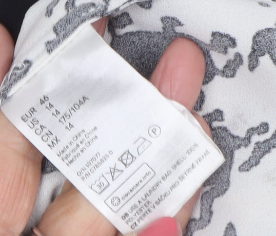 H&M Women's Black Houndstooth A-Line Dress Size 18