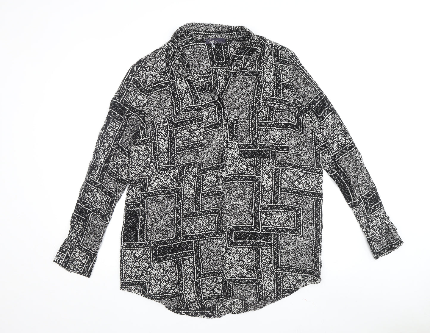 Marks and Spencer Women's Black Floral Blouse Size 14