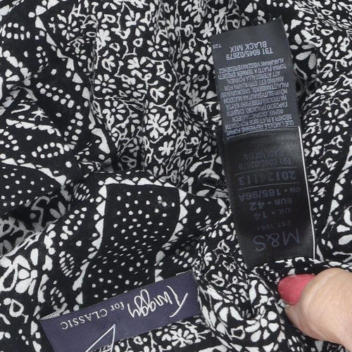Marks and Spencer Women's Black Floral Blouse Size 14