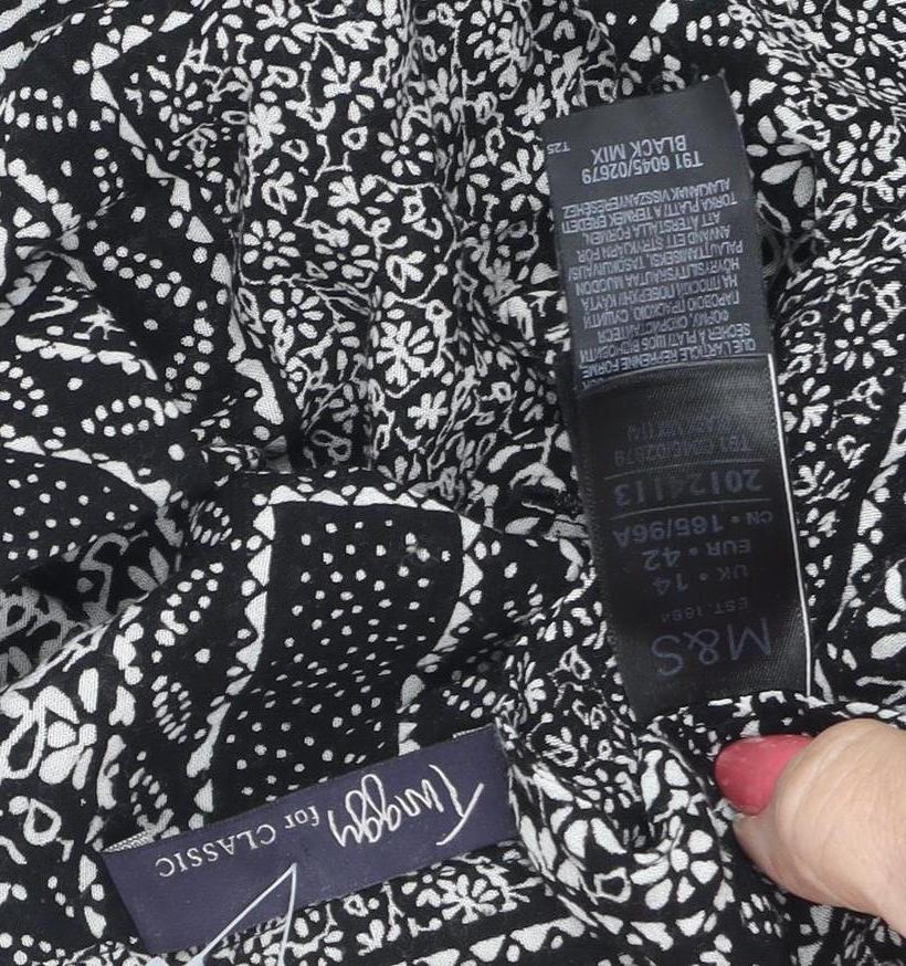 Marks and Spencer Women's Black Floral Blouse Size 14