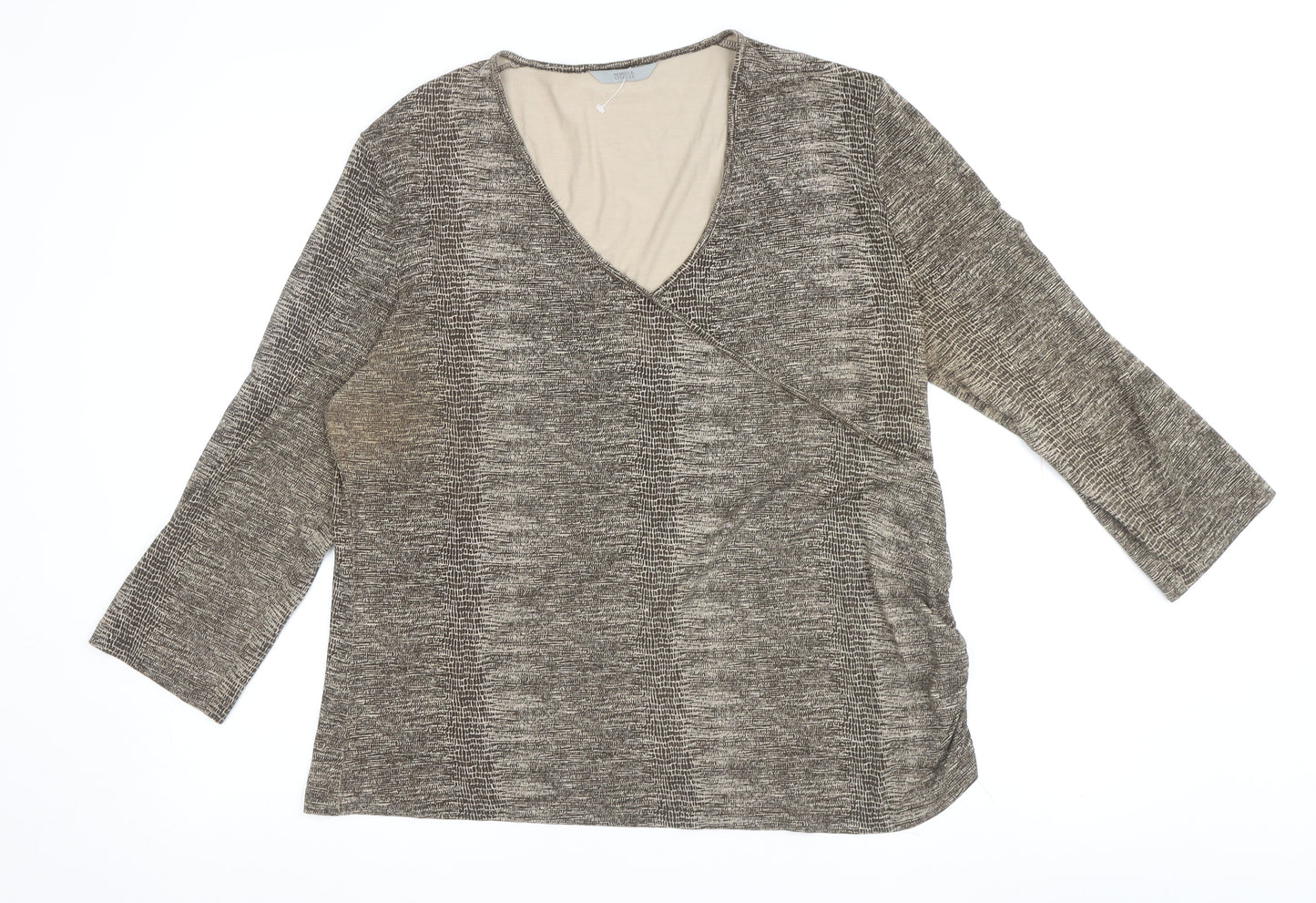 Marks and Spencer Women's Brown Wrap Top, Size 18
