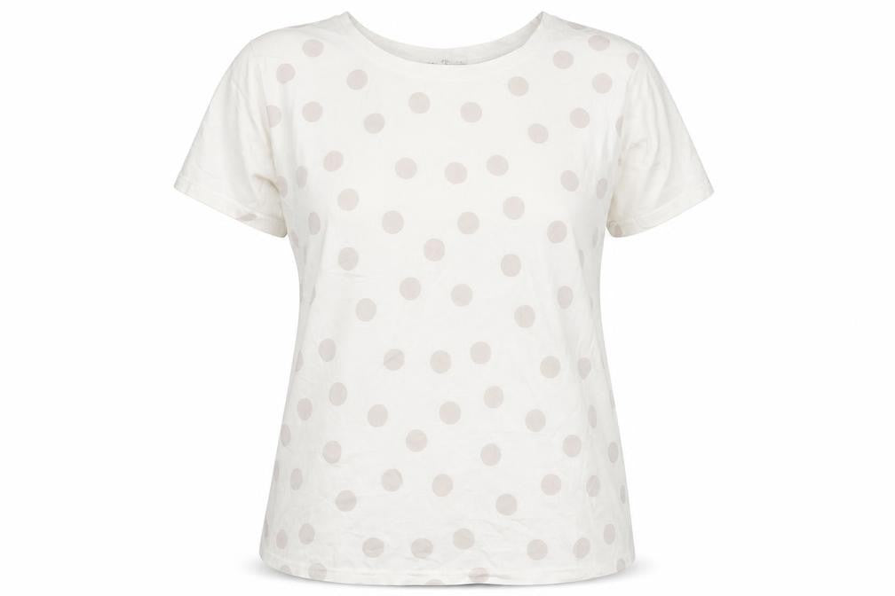 Front view of Zara Women's White Polka Dot T-Shirt, size 14
