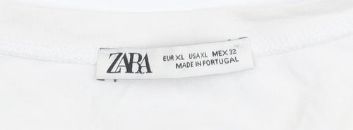 Zara Women's White Polka Dot T-Shirt Size 14