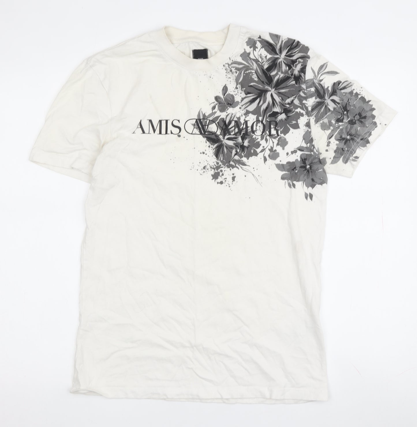 River Island White Floral T-Shirt, Size S, Unisex