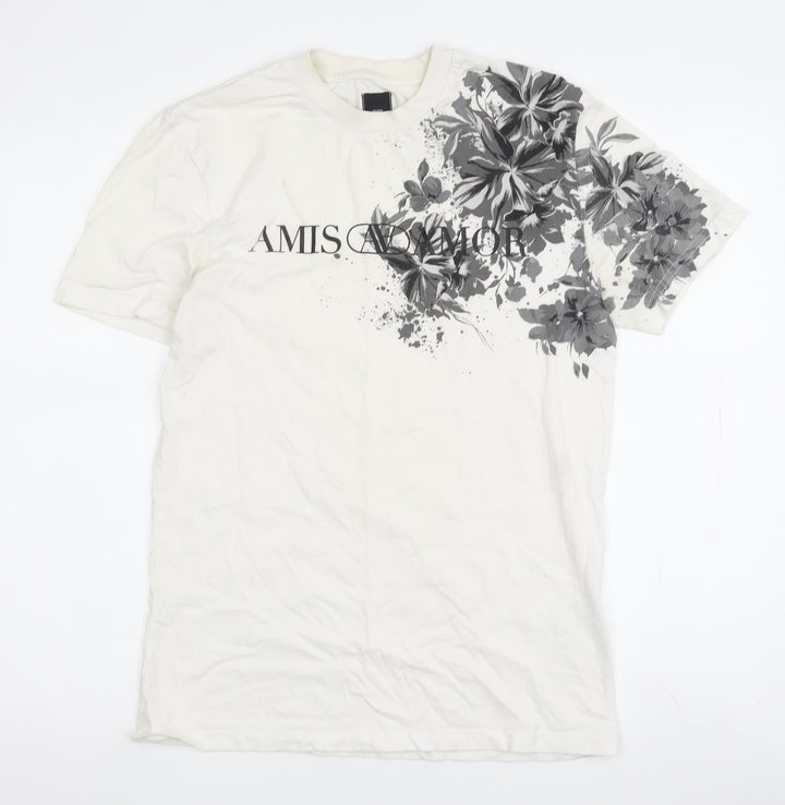 River Island White Floral T-Shirt, Size S, Unisex