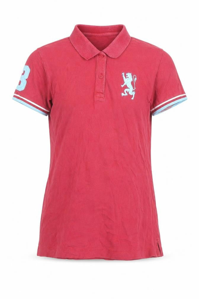 Front view of Giordano Women's Red Polo Short Sleeve Classic Tee