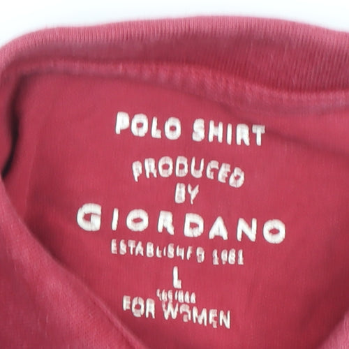 Giordano Women's Red Polo Short Sleeve Classic Tee