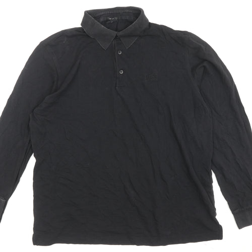 Hugo Boss Men's Black XL Collared Pullover Jumper
