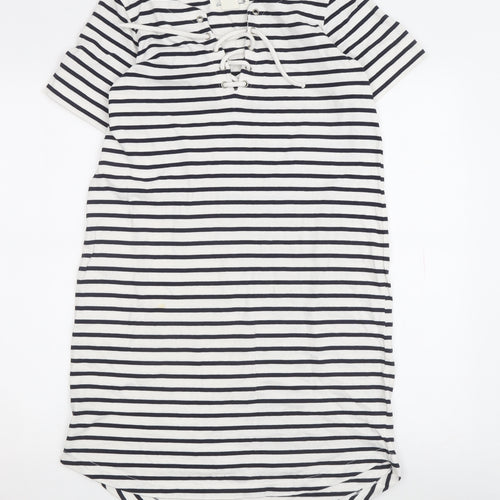 L.O.G.G. Women's White Striped XS T-Shirt Dress