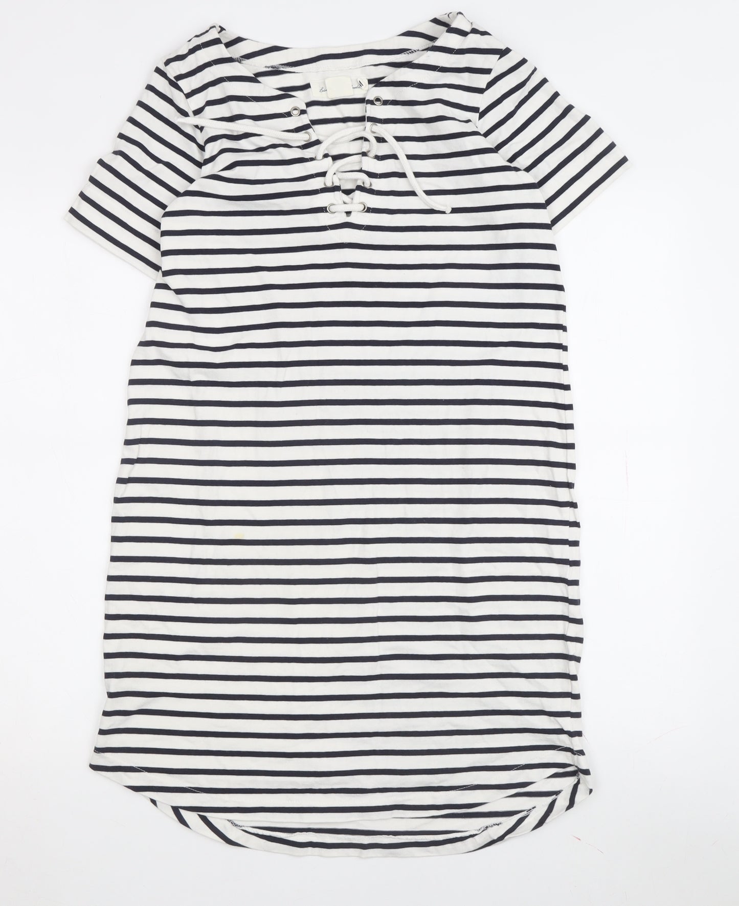 L.O.G.G. Women's White Striped XS T-Shirt Dress