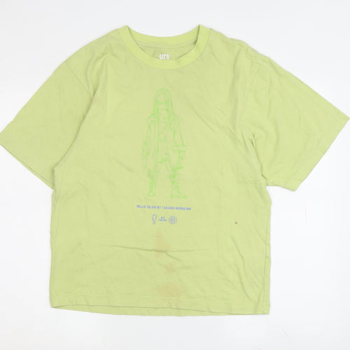 Uniqlo Green XS Graphic Tee Unisex Casual