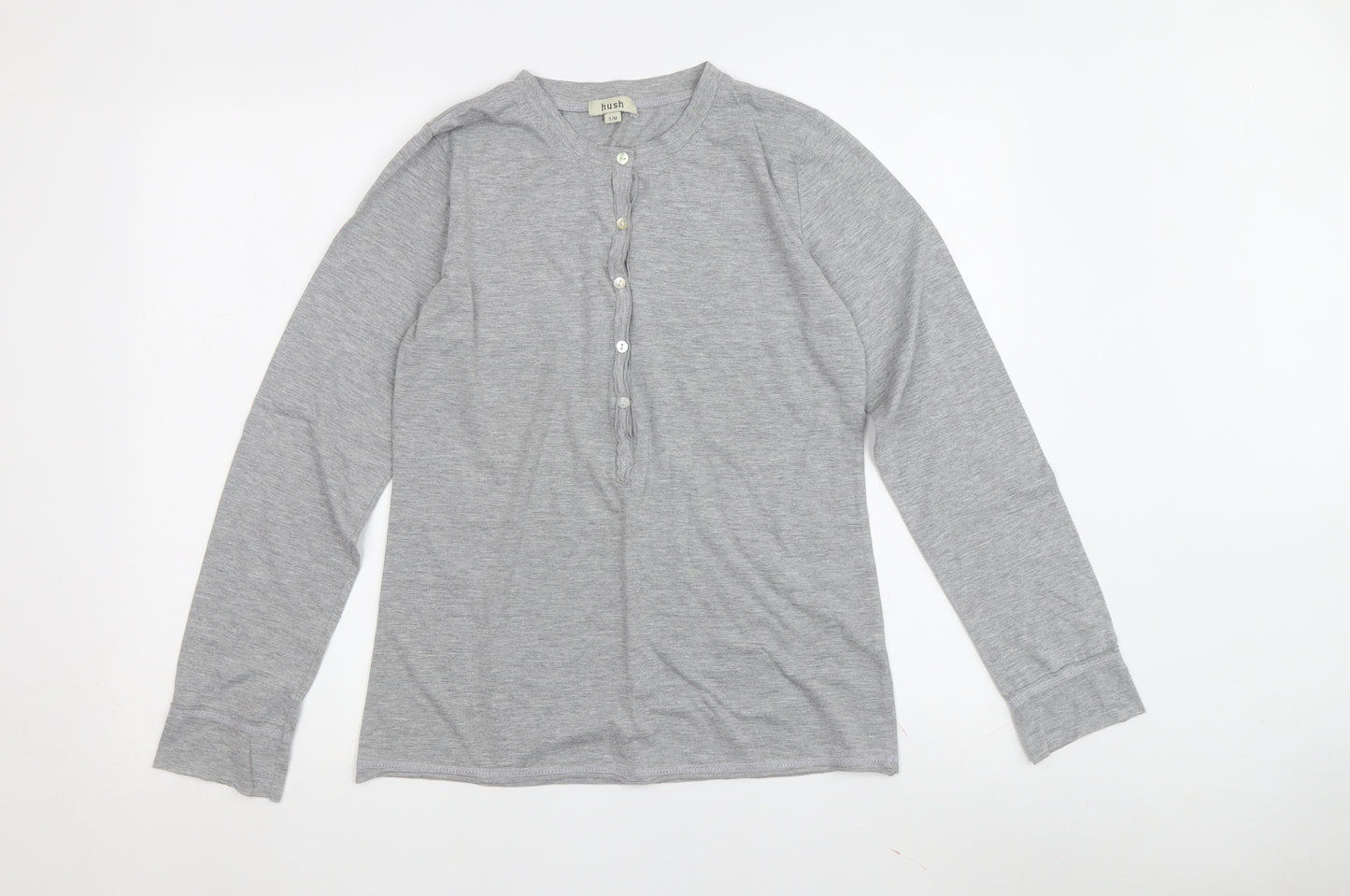 Hush Men's Grey Henley Long Sleeve T-Shirt M