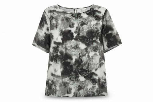 Front view of Next Women's Grey Floral Blouse, size 14, New