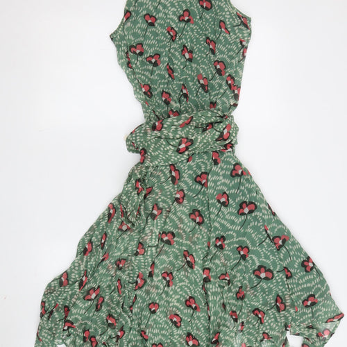 Toast Women's Green Floral Silk Wrap Dress