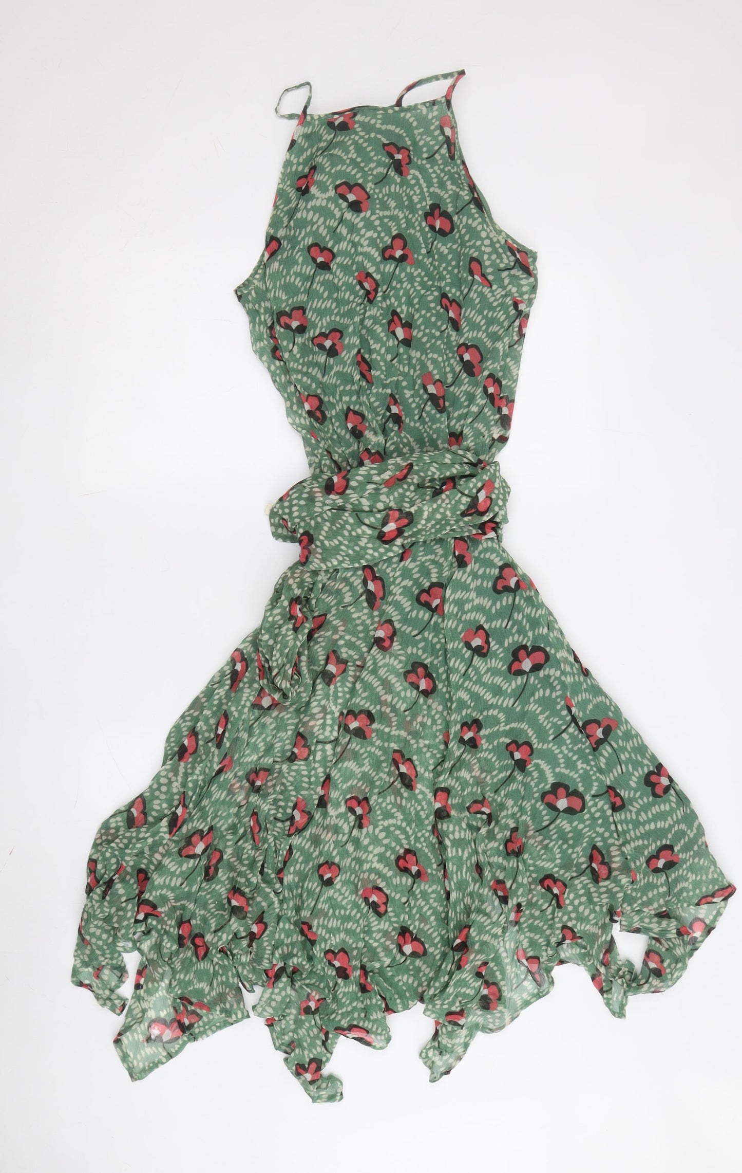 Toast Women's Green Floral Silk Wrap Dress