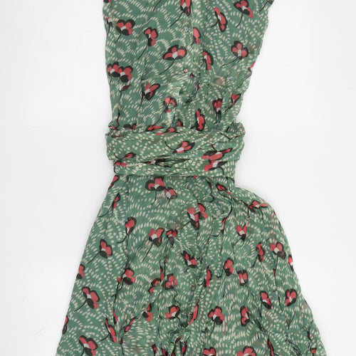 Toast Women's Green Floral Silk Wrap Dress