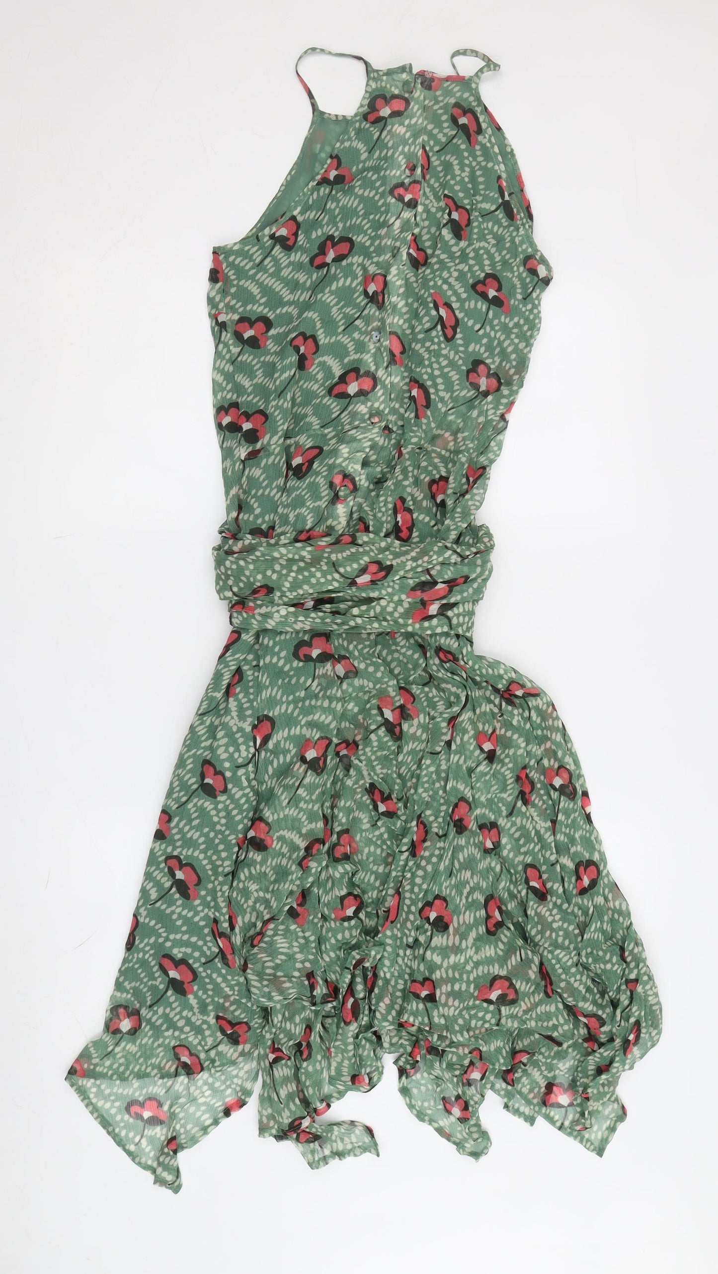 Toast Women's Green Floral Silk Wrap Dress
