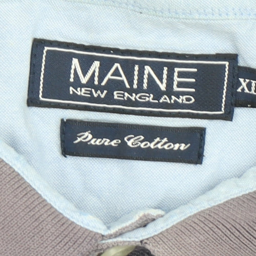 Maine New England Men's Grey XL Cotton Polo Shirt