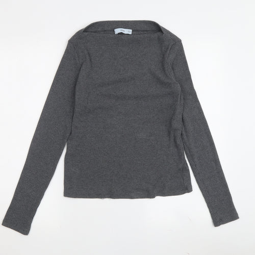 MNG Women's Grey Boat Neck Jumper Size M