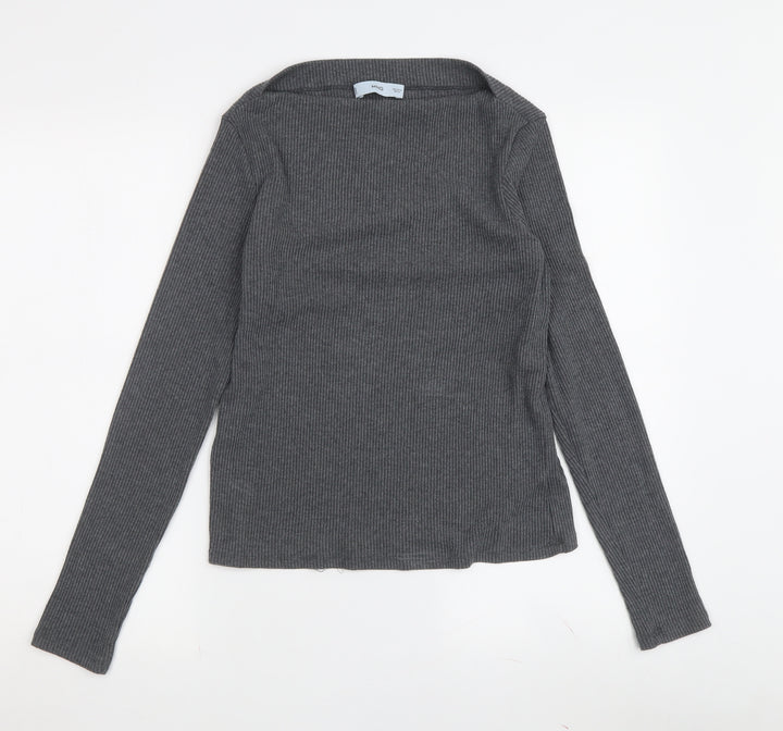 MNG Women's Grey Boat Neck Jumper Size M