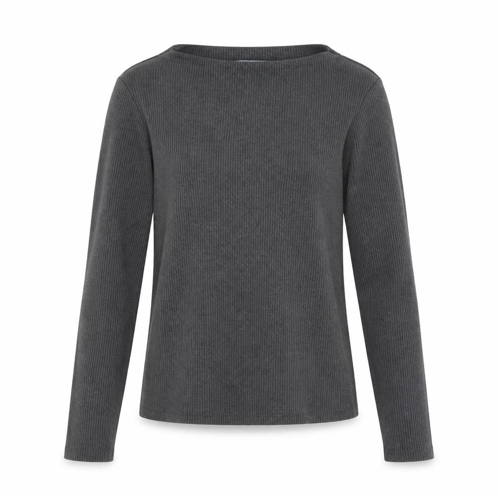 Front view of Mango Women's Grey Boat Neck Jumper, size M