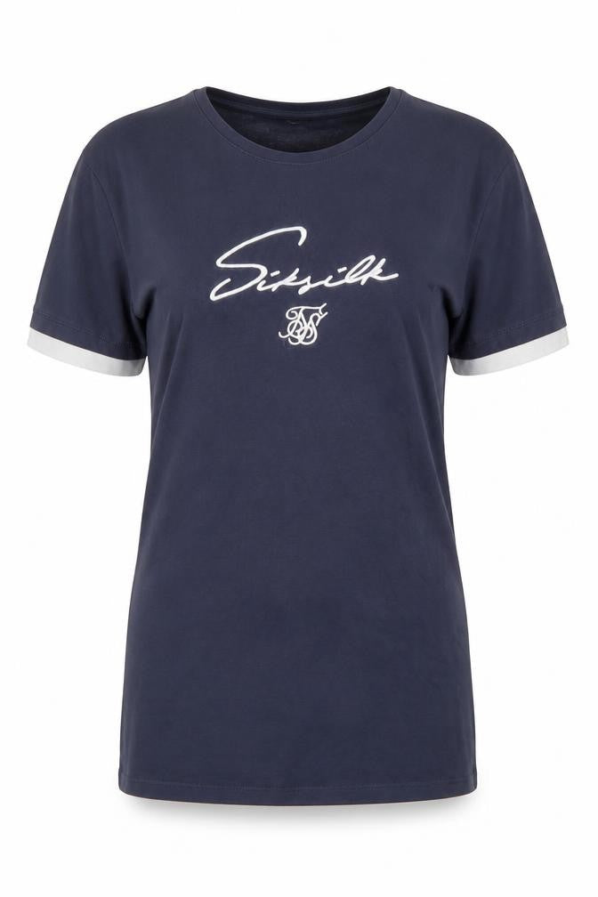 Front view of SikSilk unisex black t-shirt, short sleeve, size S