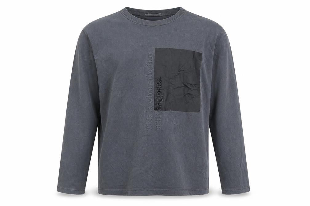 Front view of Zara boys’ grey long sleeve basic t-shirt 11-12 years