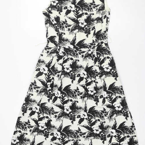 Oasis Women's Black & White Floral A-Line Dress Size 10