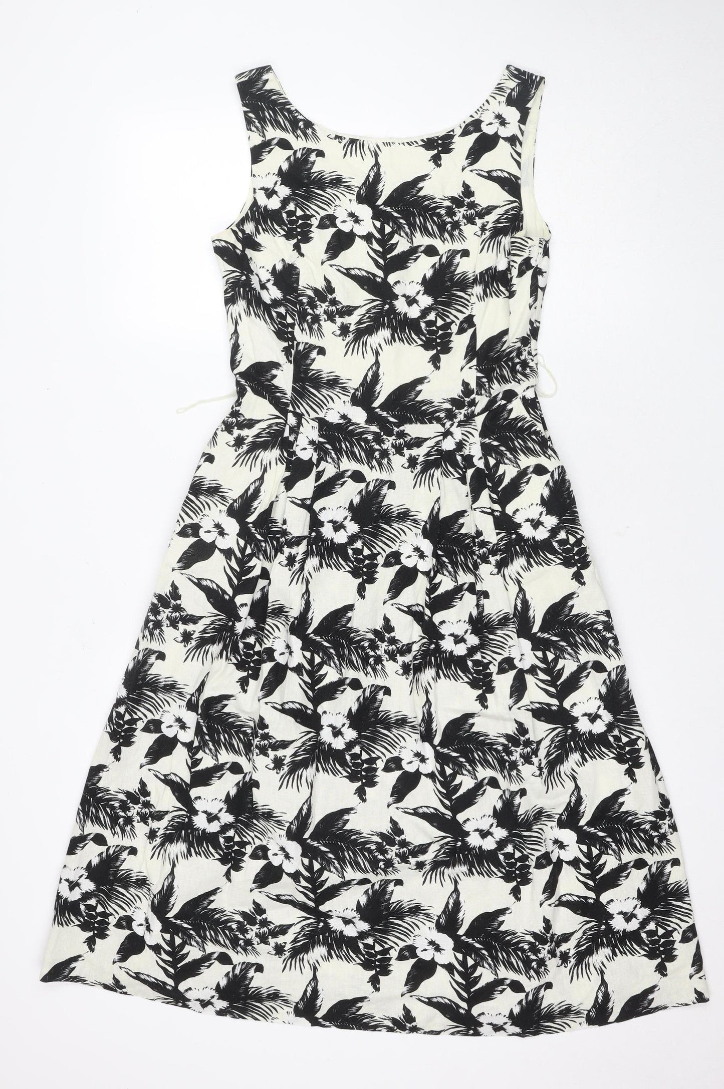 Oasis Women's Black & White Floral A-Line Dress Size 10