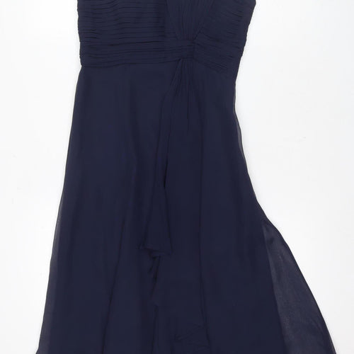 Coast Women's Blue Silk Strapless A-Line Dress - Size 8