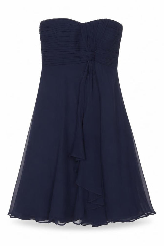 Front view of Coast Women's Blue Silk Strapless A-Line Dress -, size 8