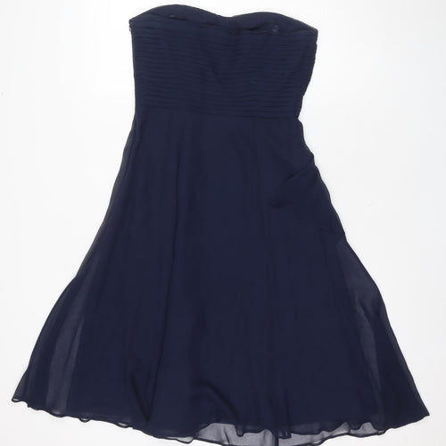 Coast Women's Blue Silk Strapless A-Line Dress - Size 8