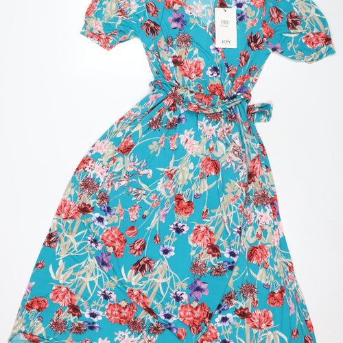 Jessica Joy Women's Floral Wrap Dress Size 14 Multicoloured
