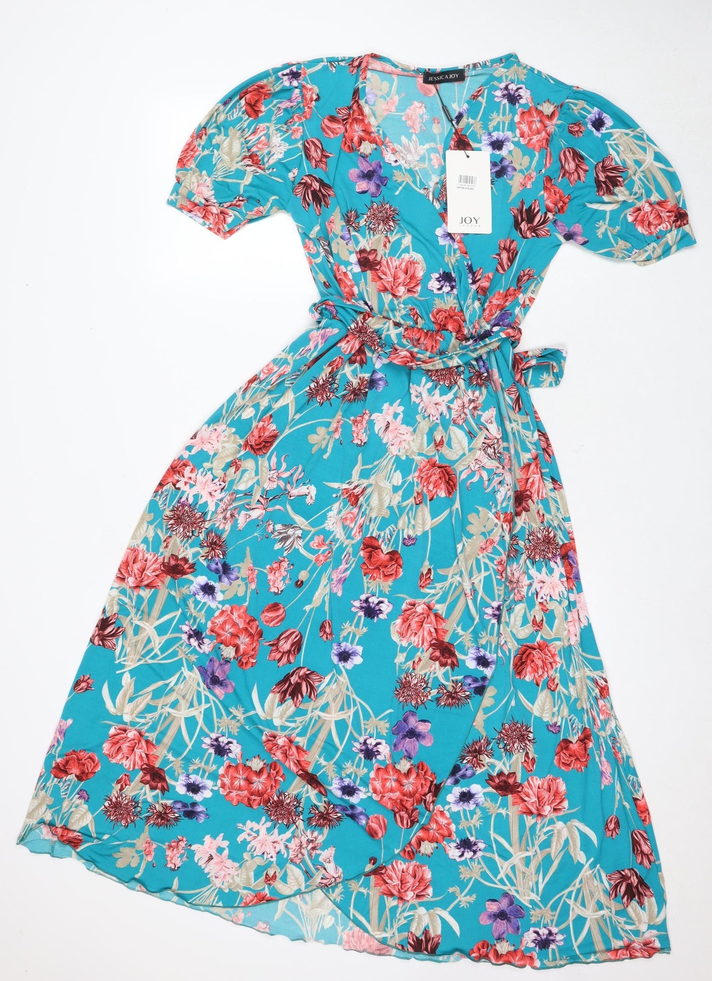 Jessica Joy Women's Floral Wrap Dress Size 14 Multicoloured