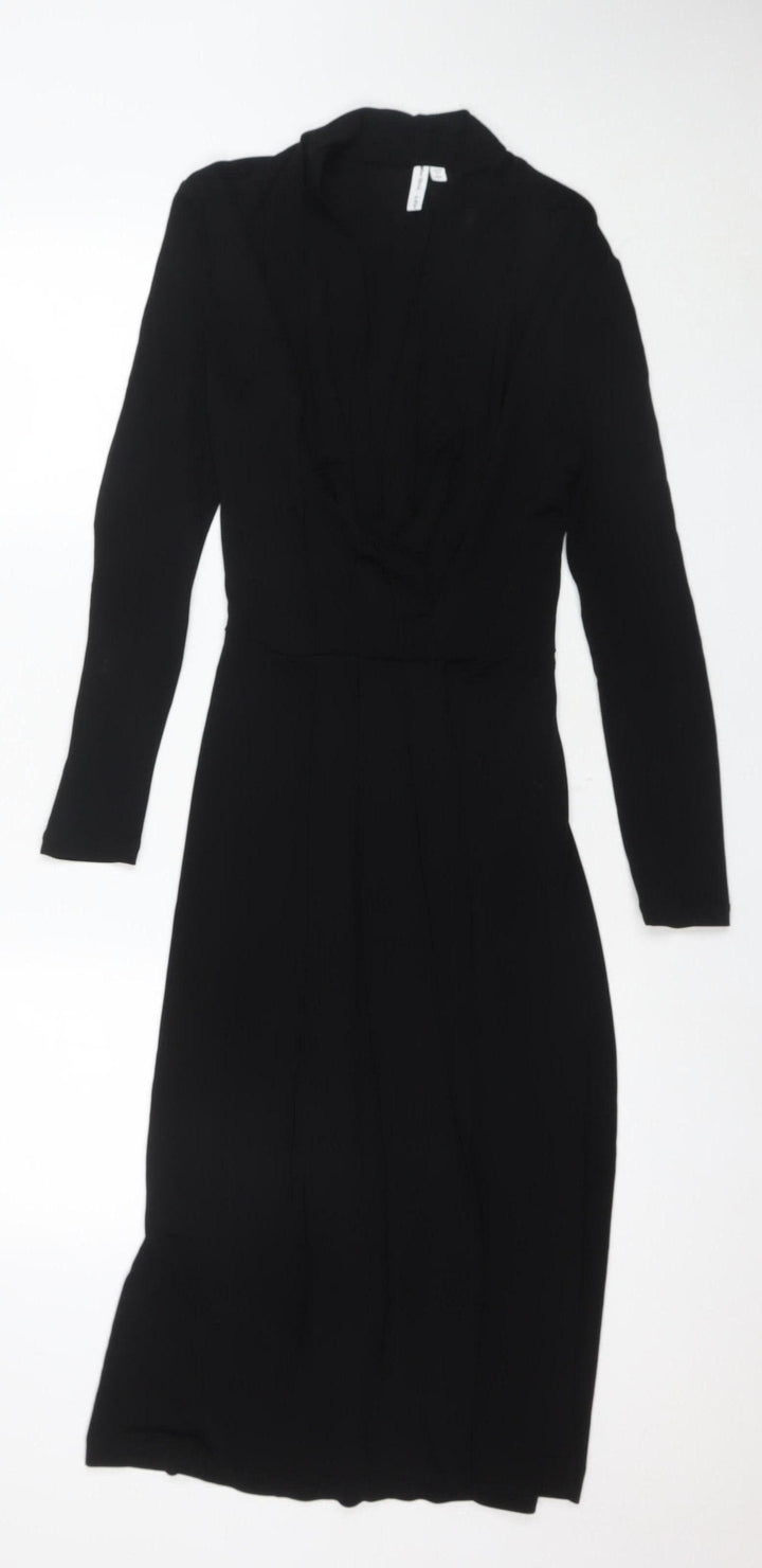 & Other Stories Women's Black Bodycon Midi Dress Size 8