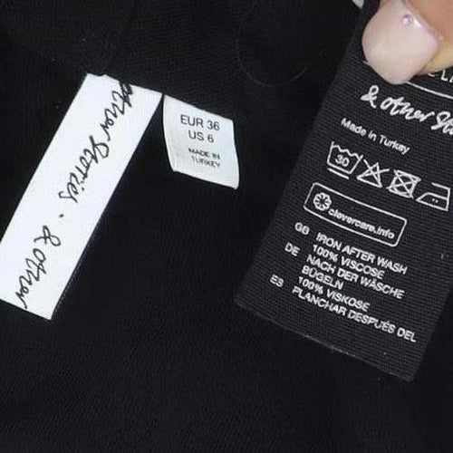 & Other Stories Women's Black Bodycon Midi Dress Size 8