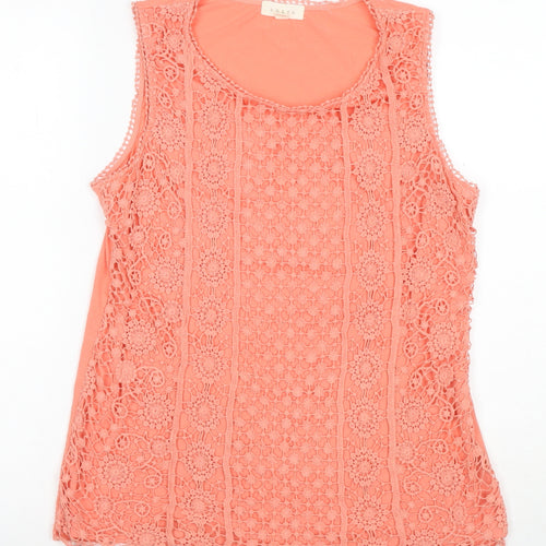 Adiva Women's Orange Crochet Sleeveless Dress M