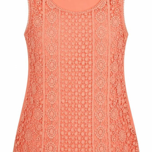 Adiva Women's Orange Crochet Sleeveless Dress M